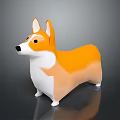 Orange And White Corgi Standing In Cartoon Style On Dark Background Figurine