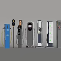 Modern Public Electric Vehicle Charging Stations With Various Models And Charging Ports