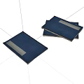 Several Blue Covered Books With Silver Stripe Stacked On White Background 3d model