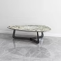 Modern Coffee Table With Marble Top And Black Metal Frame In Living Room