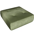 Two Green Velvet Tufted Ottomans With Button Design For Home Decor 3d model