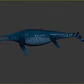 Blue Ichthyosaur With Long Snout And Fin Like Limbs 3D Model On Dark Surface