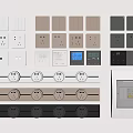 Modern switch socket switch combination 3d model