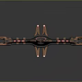 Futuristic Symmetrical Mechanical Device With Red Black Accents And Circular Center Design