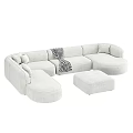 Light And Dark Gray Sectional Sofa With Ottoman And Patterned Blanket Design 3d model