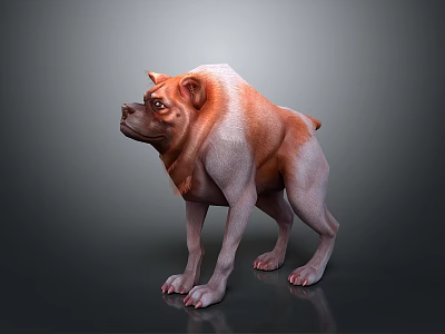 3D Character Bulldog Dog With Orange And White Fur In Standing Pose 3d model