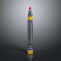 Military Missile Weapon With Red Tip Yellow Rings And Gray Cylindrical Body Design