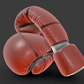 Red Leather Boxing Gloves With White Strap Closure And Training Gear Design 3d model