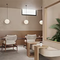 Cozy Cafe Entrance Featuring Glass Door Green Trees Wooden Interior And Coffee Cup