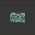 Rugged Textured Terrain With Undulating Rock Formations And Blue Green Hues
