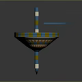 Colorful Spinning Top Weapon With Geometric Patterns And Striped Design Elements