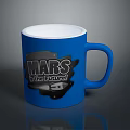 Blue Ceramic Mug With Mars is the Future Text And Decorative Design