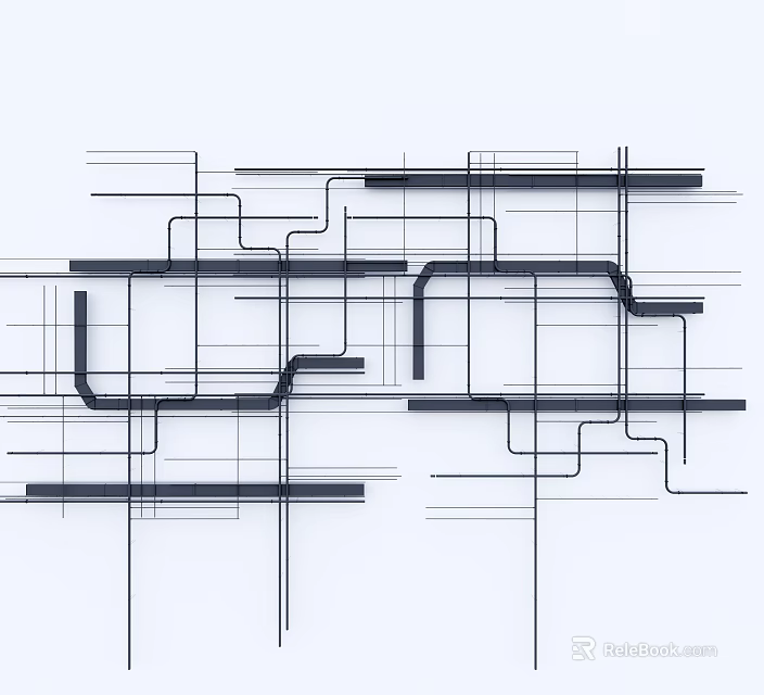 Industrial Equipment Featuring Black Lines Abstract Geometric Circuit Diagram And Complex Grid Structure 3d model 