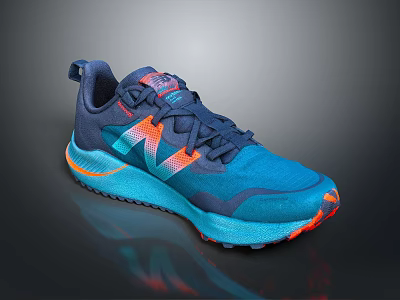 Stylish Blue Orange Red Sports Shoes With Modern Design And Comfortable Grip Sole For Daily Use 3d model