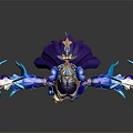3D Fantasy Female Character With Blue Purple Wings And Creature Inspired Costume Design