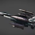 Camouflaged Military Fighter Jet With Green Cockpit Mounted Missiles And Flaming Tail