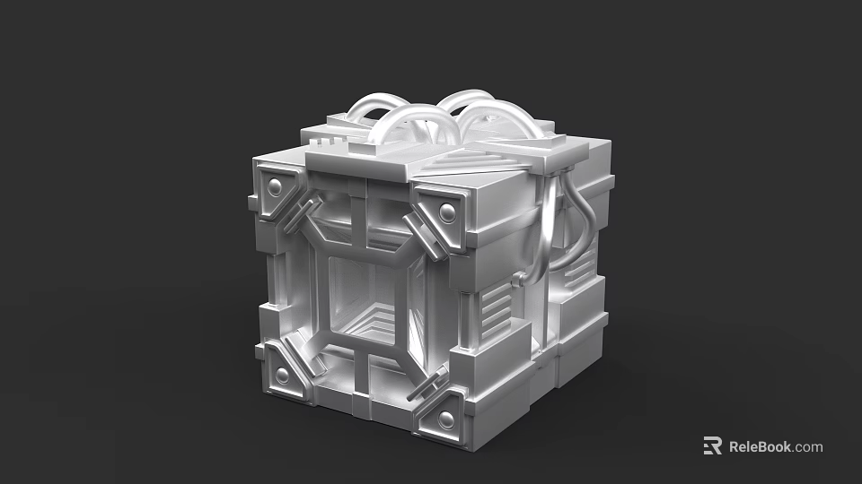 Detailed Silver Structured Electronic Device Enclosure With Mechanical Components Design 3d model 