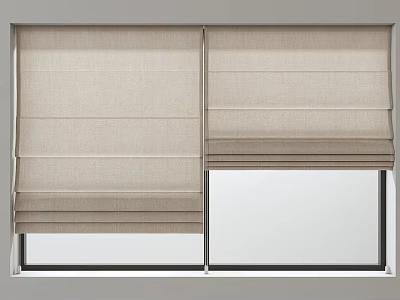 Light Beige Roman Shades For Double Windows In Modern Style 3d model