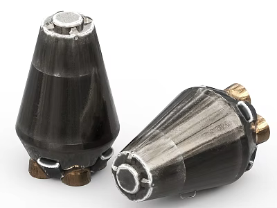 High Quality Black Conical Mechanical Parts With Brass Base And Metallic Surface 3d model
