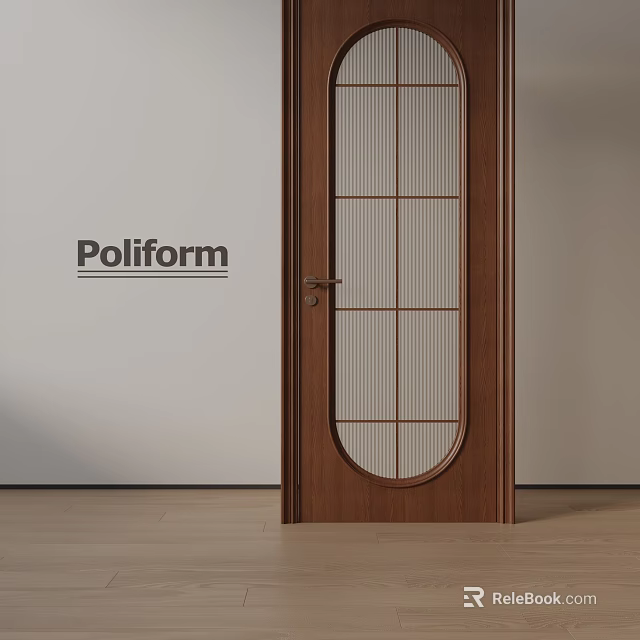 Poliform Modern Wooden Swing Door With Grilled Glass Panels Interior Design 3d model 