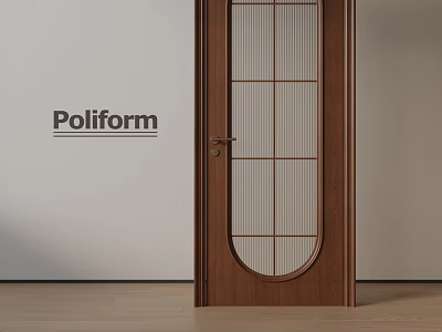 Poliform Modern Wooden Swing Door With Grilled Glass Panels Interior Design 3d model