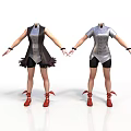 Women Fashion Outfits With Sleeveless And Short Sleeve Tops Black Shorts Red Boots