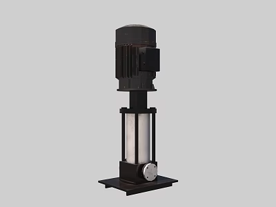 Motorized Industrial Vertical Pump with Stainless Steel Column and Base Mount for Fluid Handling 3d model