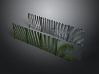 Green and Gray Metal Fences With Slatted Design For Architectural Use 3d model