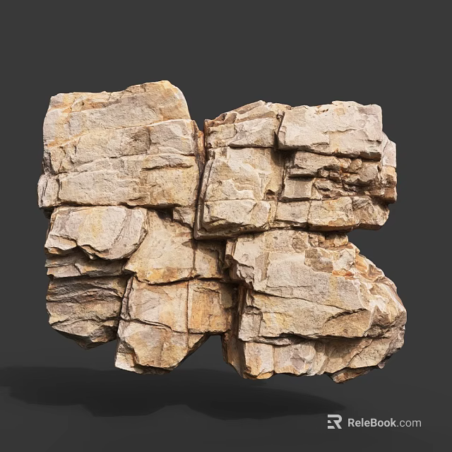 Natural Rock Formation Featuring Layered Surface Texture And Earthy Tones Design 3d model 