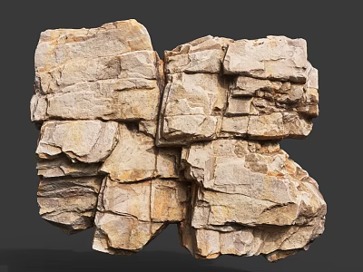 Natural Rock Formation Featuring Layered Surface Texture And Earthy Tones Design 3d model