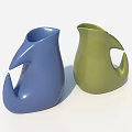 Modern Blue And Green Ceramic Vessels With Unique Stylish Handle Design