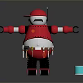 Red Hat Robot Character With Silver Body Arm Clamps Tool Belt And Small Bucket