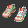 Stylish White Sneakers With Red Pink Yellow Blue Accents And White Laces