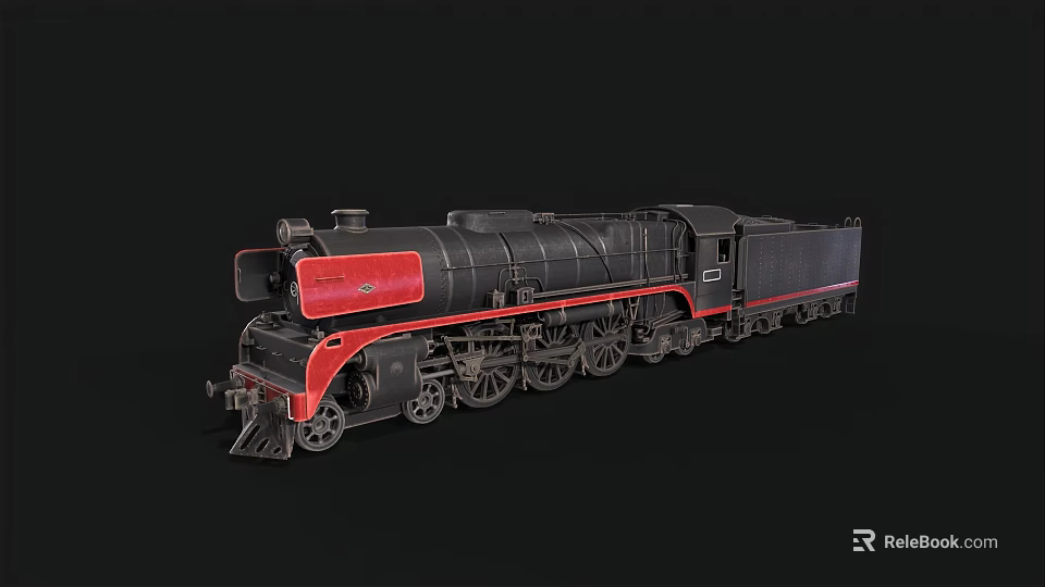 Vintage Steam Train Model With Black Red Color And Detailed Design 3d model 