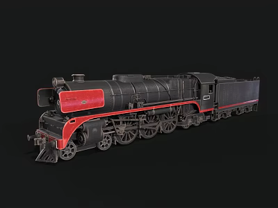 Vintage Steam Train Model With Black Red Color And Detailed Design 3d model