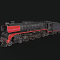 Vintage Steam Train Model With Black Red Color And Detailed Design