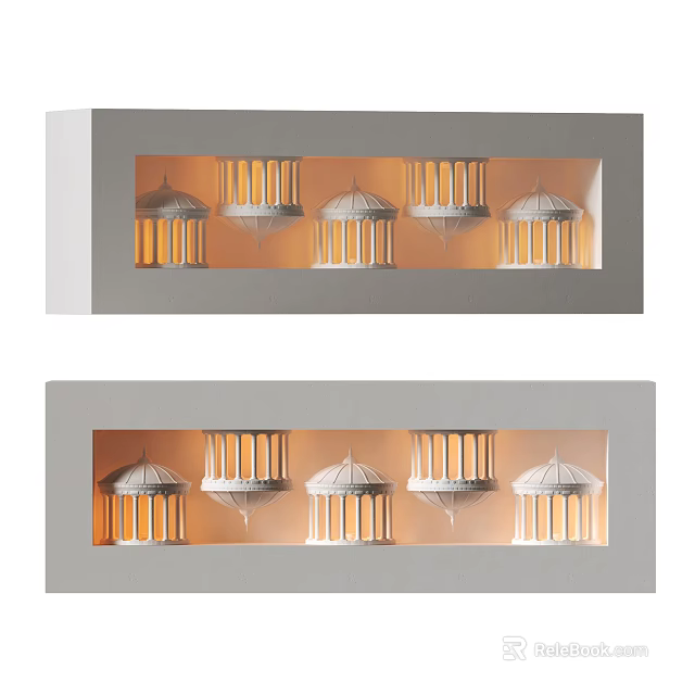 Modern Wall Light Design With Multiple Column And Dome Structures And Warm Glowing Light 3d model