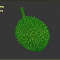 Fresh Whole Yellow Spiky Durian Fruit With Brown Stem On Gray Background