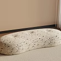 Oval Shaped Cream Patterned Stool on Soft Carpet in Modern Room 3d model