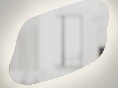 Unique Irregular Shaped Mirror In Modern Interior With Soft Lighting And Minimalist Design 3d model