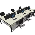Modern Office Workstations With Light Colored Desks Dividers Computer Monitors And Black Chairs 3d model
