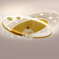 Modern Golden Rings Ceiling Light With White Star Patterns And Transparent Bulb 3d model