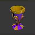 Ornate Decorative Goblet With Purple Gold Accents And Pink Gemstone Details
