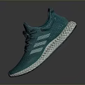 Teal Colored Sports Sneakers With Knit Upper White Sole And Three Stripes Design