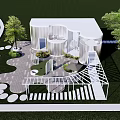 Modern White Building Exterior With Landscaped Garden Trees Lawn Pathway Steps