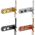 Golden Bathroom Faucet Set With Showerhead Handheld Sprayer And Control Handles