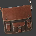 Vintage Brown Leather Bag With Adjustable Shoulder Strap And Multiple Pockets 3d model