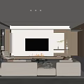 Modern Open Living And Dining Space With Sofa And TV Wall 3d model