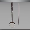 Traditional Red Musical Apparatus Featuring Round Resonant Box And Slender Rod