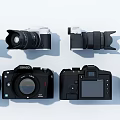 Digital Camera Collection With DSLR Mirrorless Lenses And Photography Gear
